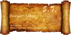Sorger Tibor névjegykártya